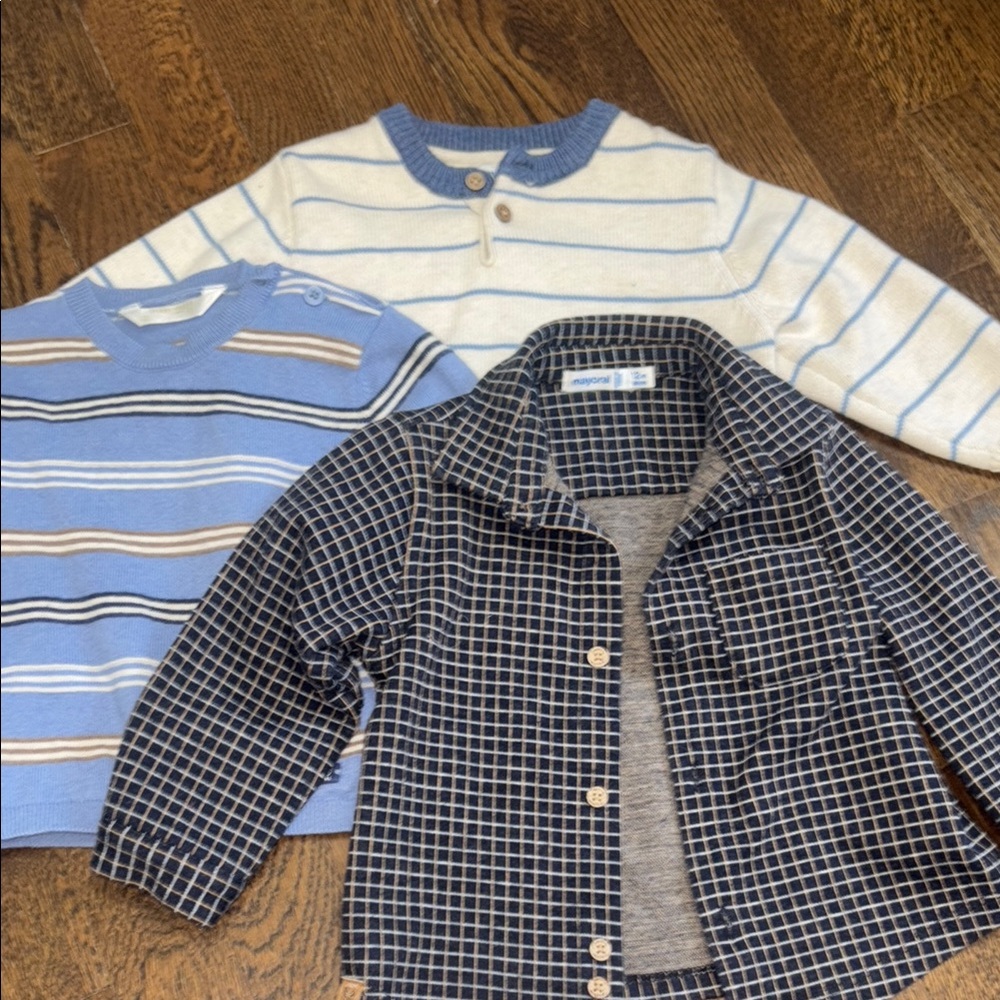 Blue and Cream Kids Shirt Set
